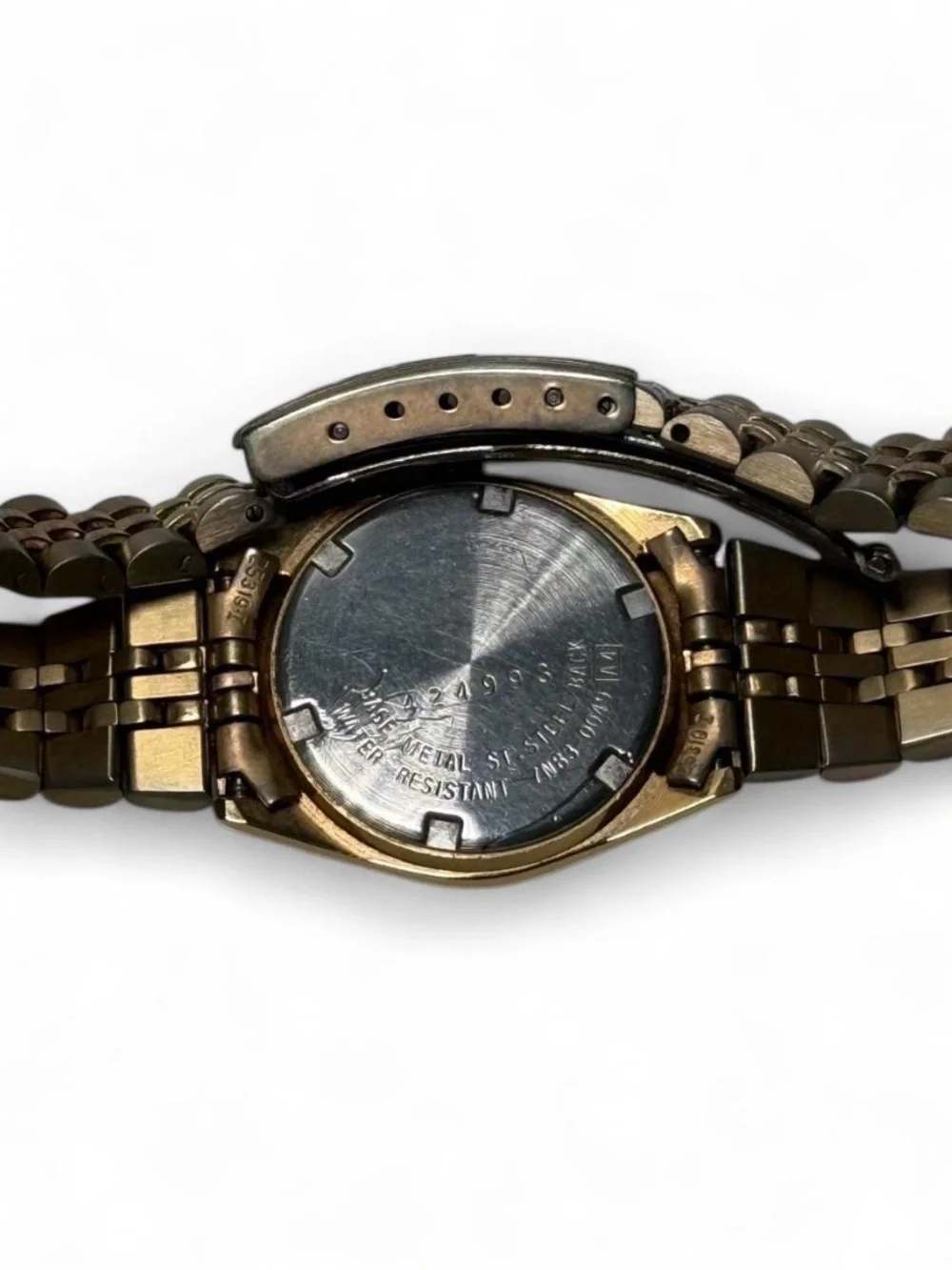 VTG Seiko Quartz Women’s Watch Gold Tone Day Date Fluted Bezel Monochrome Luxury